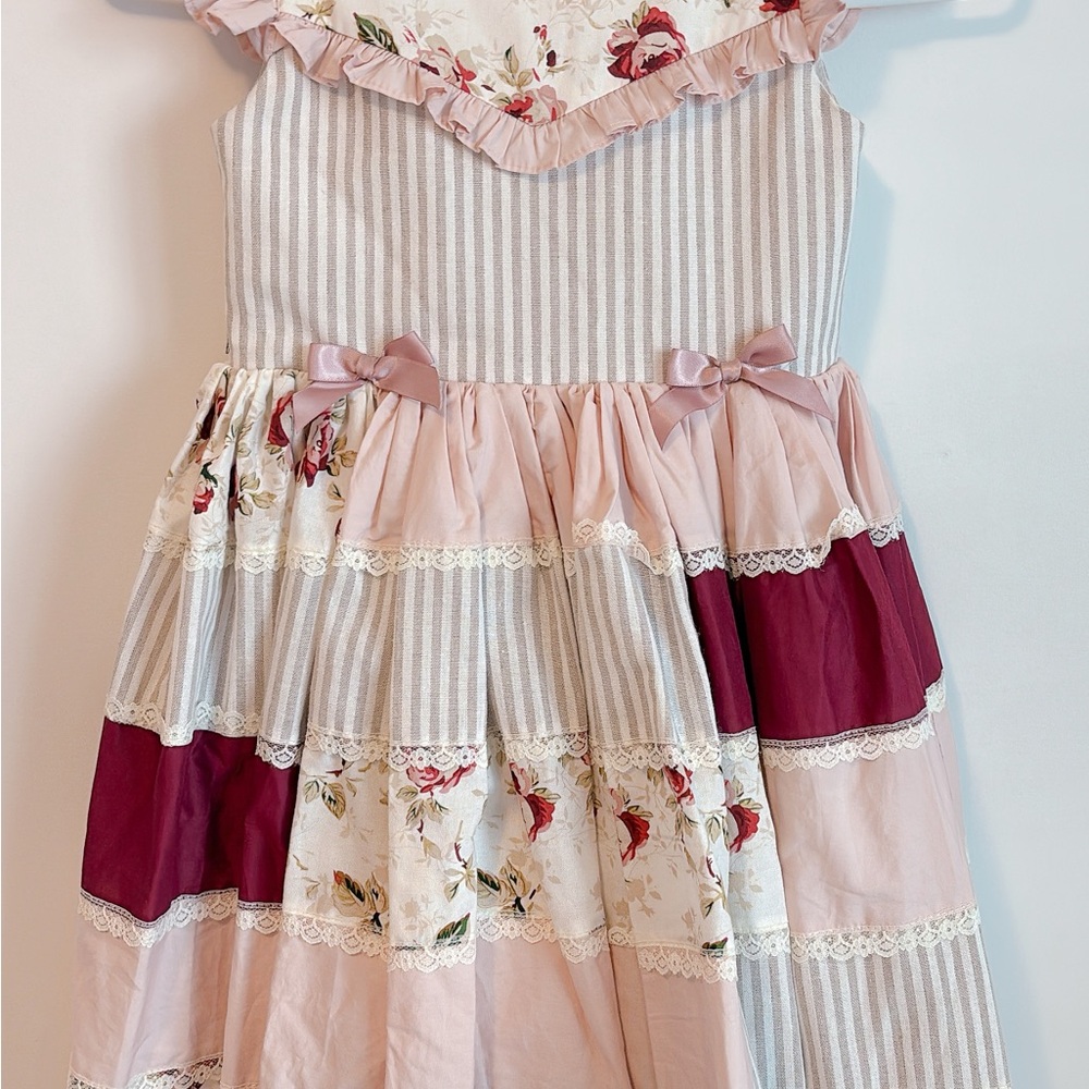 Dollcake Gray and White Ruffled Tiered Sundress